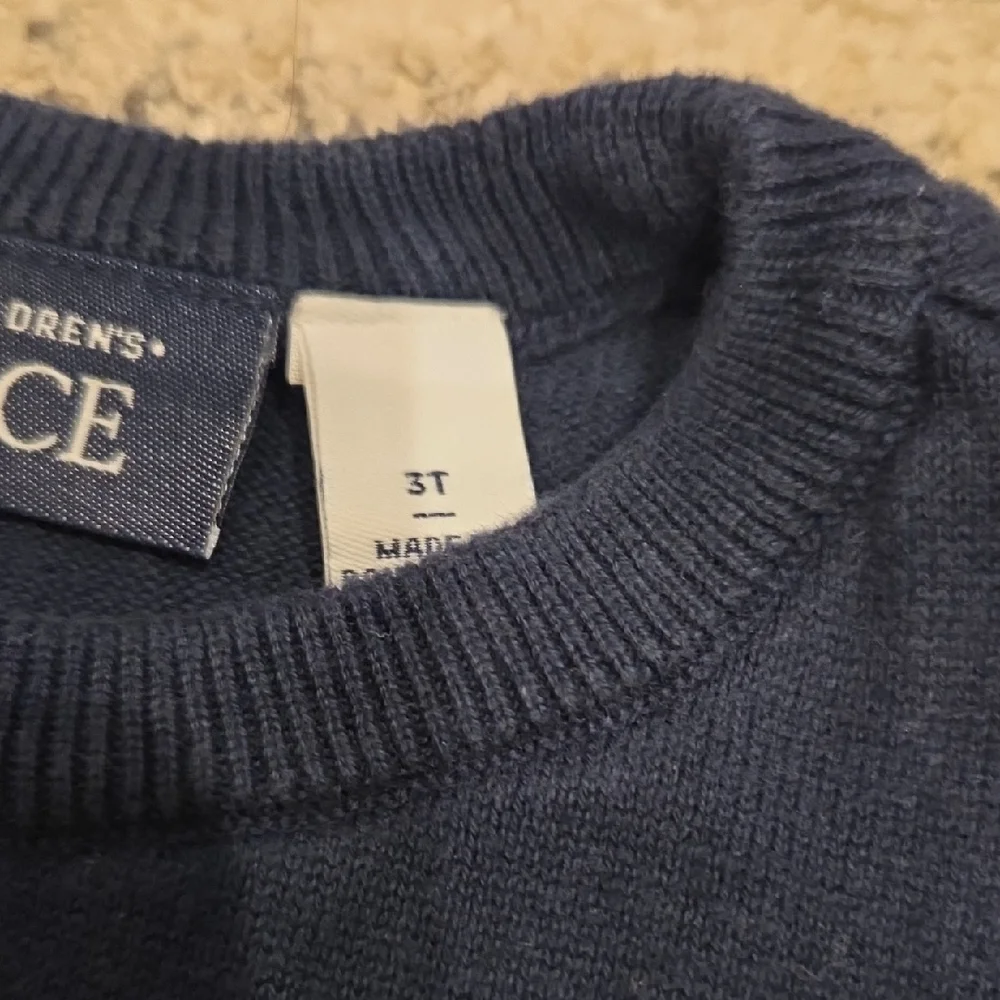 Children's Place Navy Polar Bear Sweater with Red Scarf 3T